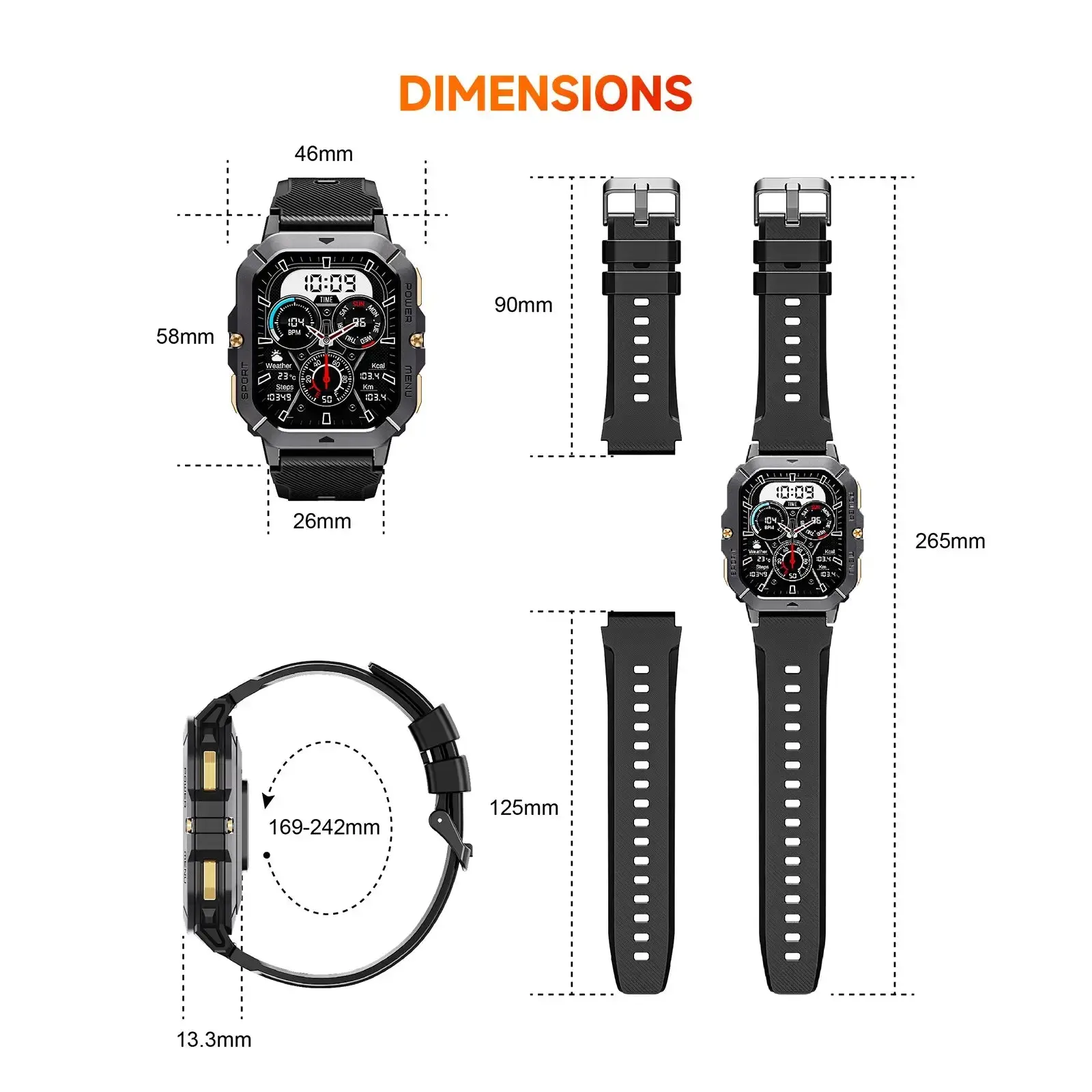 OUKITEL BT101 410mAh Battery Capacity 5ATM Waterproof Rugged Military Smart Watch - Image 8