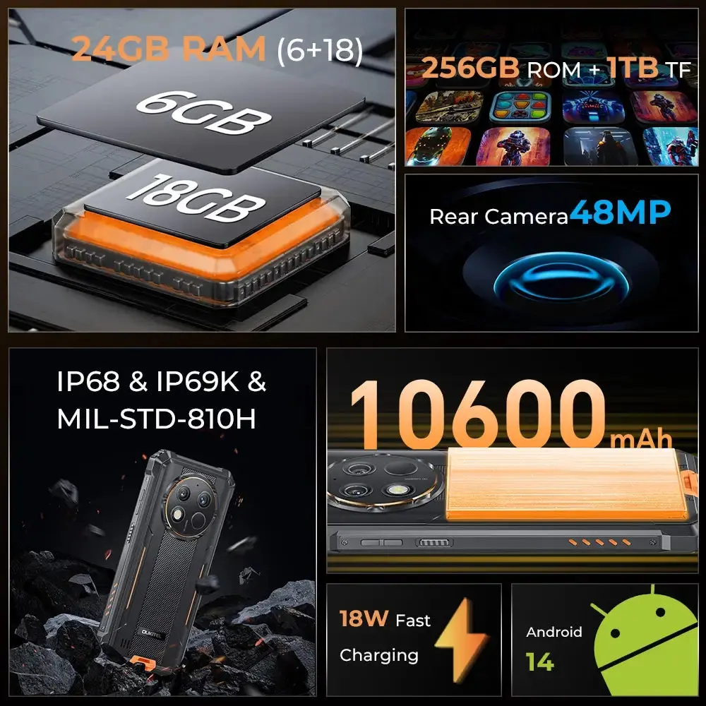 Oukitel G1 Rugged Phone 6.52-inch 10600mAh Big Battery 48MP Camera (24+256GB) - Image 8