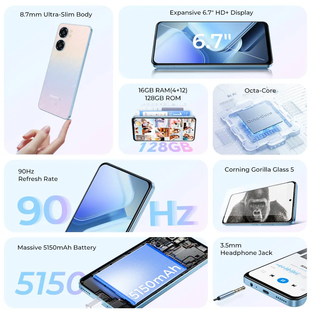 Oukitel C58 6.7-inch 5150mAh Battery 8.7mm Ultra-thin Body SmartPhone(16GB+128GB) - Image 4