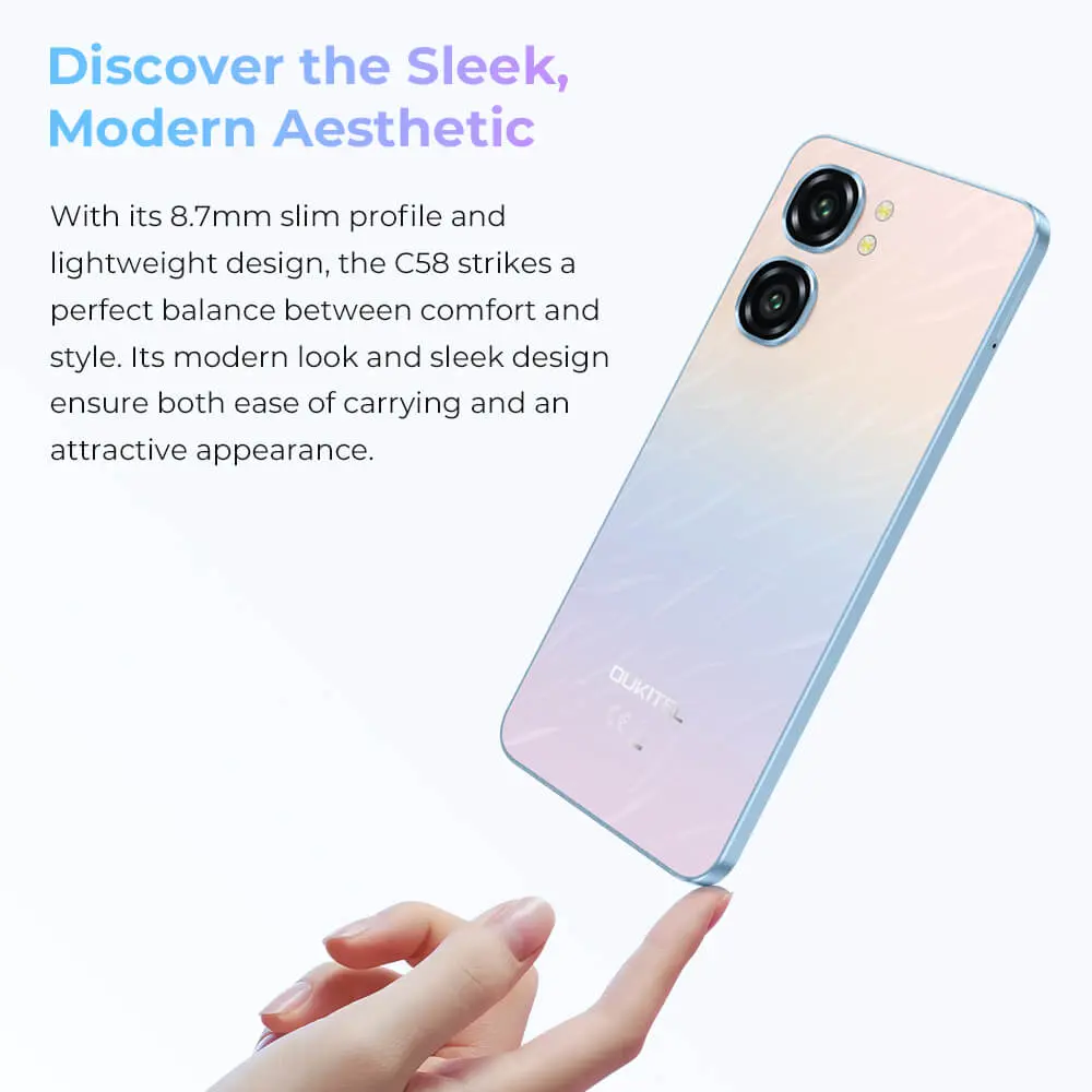 Oukitel C58 6.7-inch 5150mAh Battery 8.7mm Ultra-thin Body SmartPhone(16GB+128GB) - Image 5