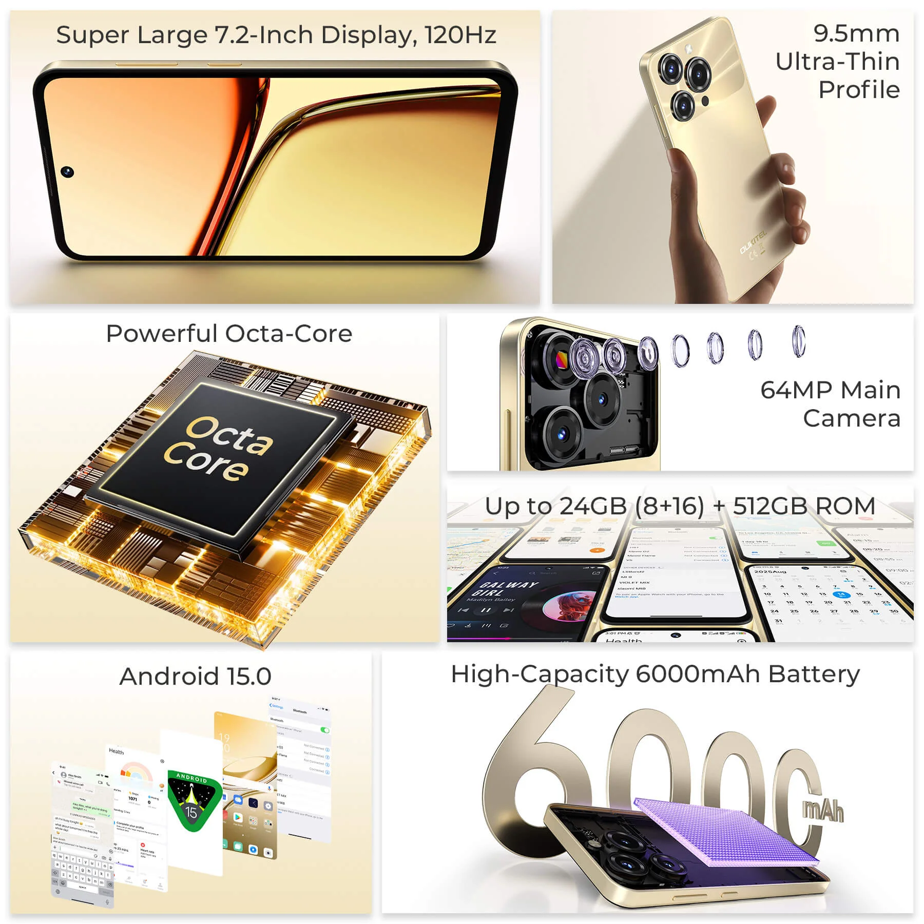 Oukitel C69 7.2-inch 6000mAh Battery 9.5mm Ultra-thin Body Smartphone(8GB+512GB) - Image 9