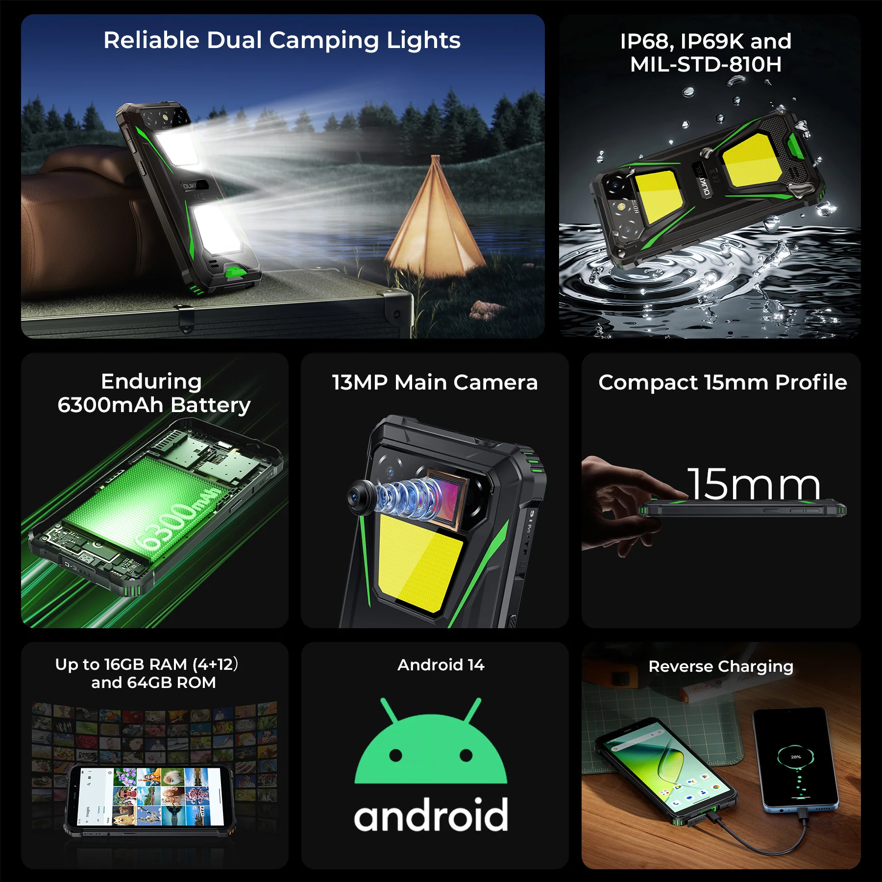 Oukitel G5 4G Rugged Phone 6 HD+ Display6300mAh Big Battery 13MP Camera Android 14(4GB+64GB NFC) - Image 4