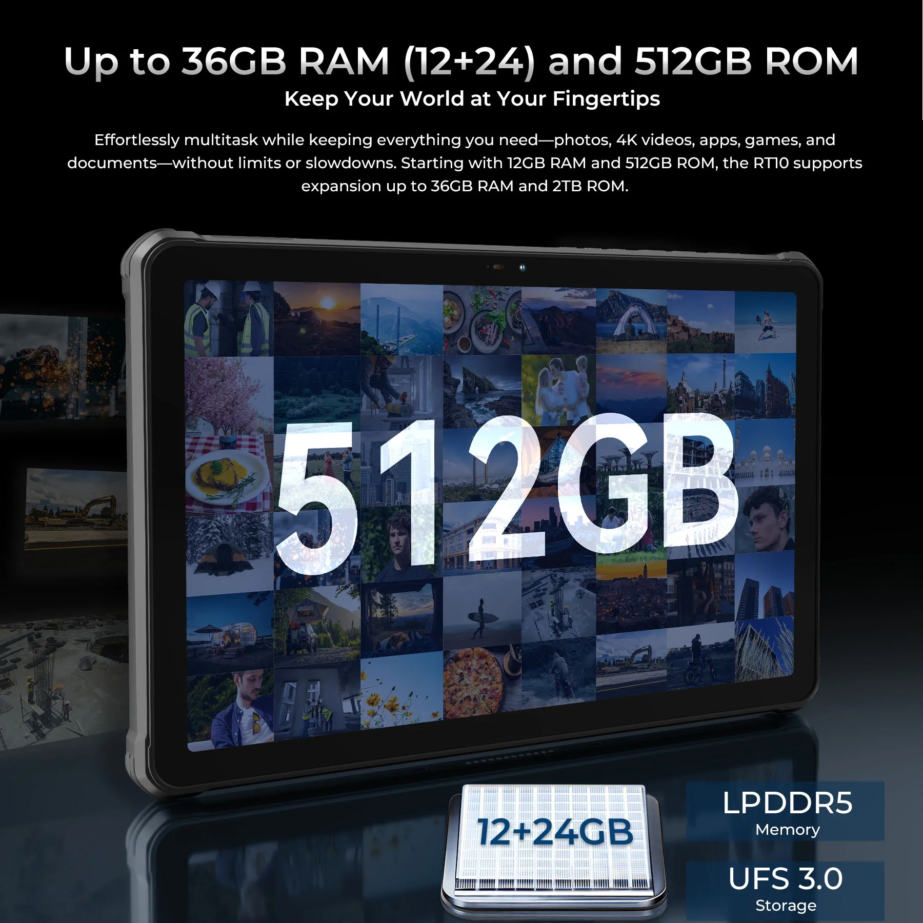 OUKITEL RT10 5G Rugged Tablet 11" Dimensity 7400X 25000mAh Battery 64MP Camera Android 15(12GB+512GB) - Image 6