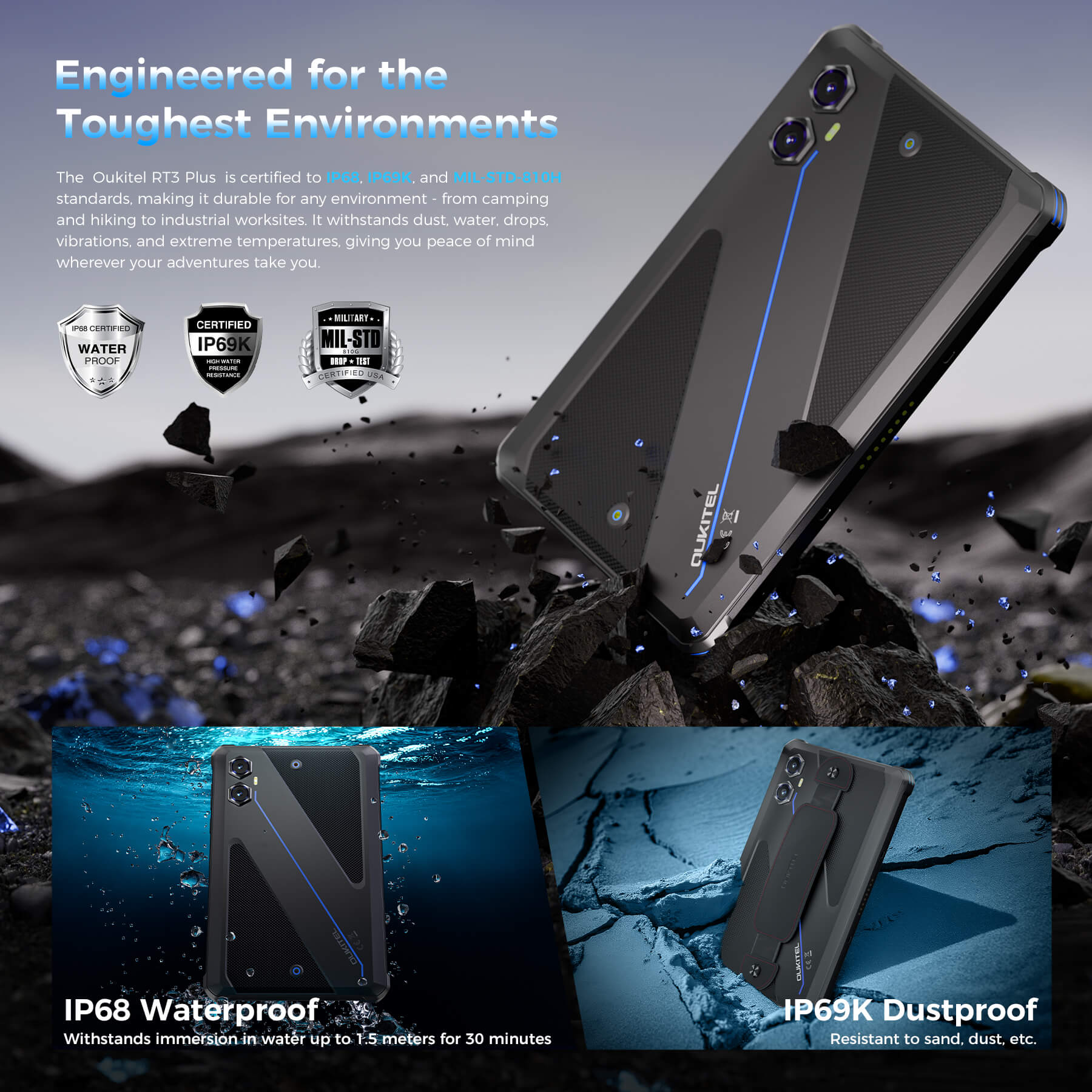Oukitel RT3 Plus 4G RuggedTablet 8-inch 11000mAh Big Battery 16MP Camera Android 15 (6GB+128GB NFC) - Image 5