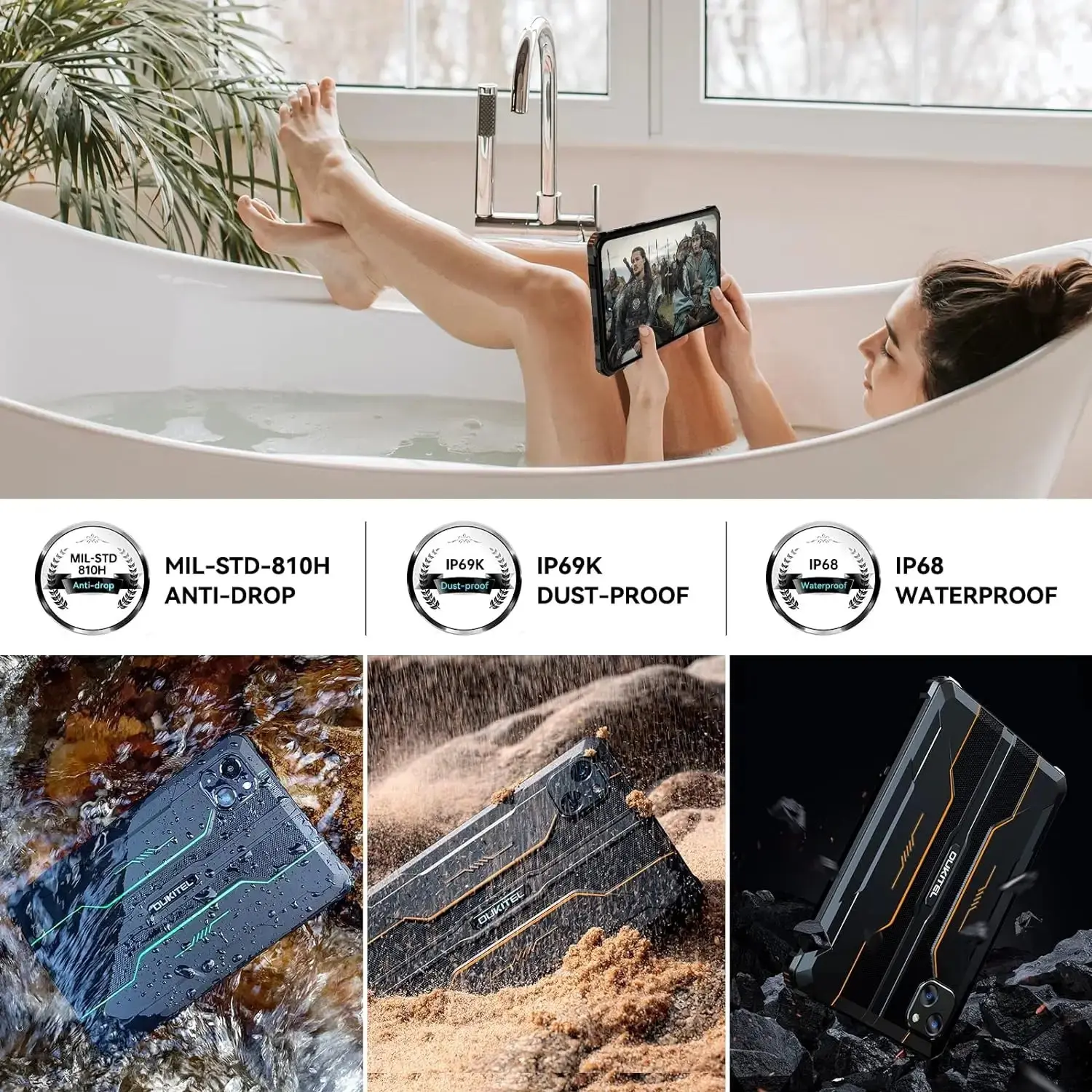 Oukitel RT3 4G RuggedTablet 8-inch 5150mAh Big Battery 16MP Camera Android 12(4GB+64GB) - Image 9