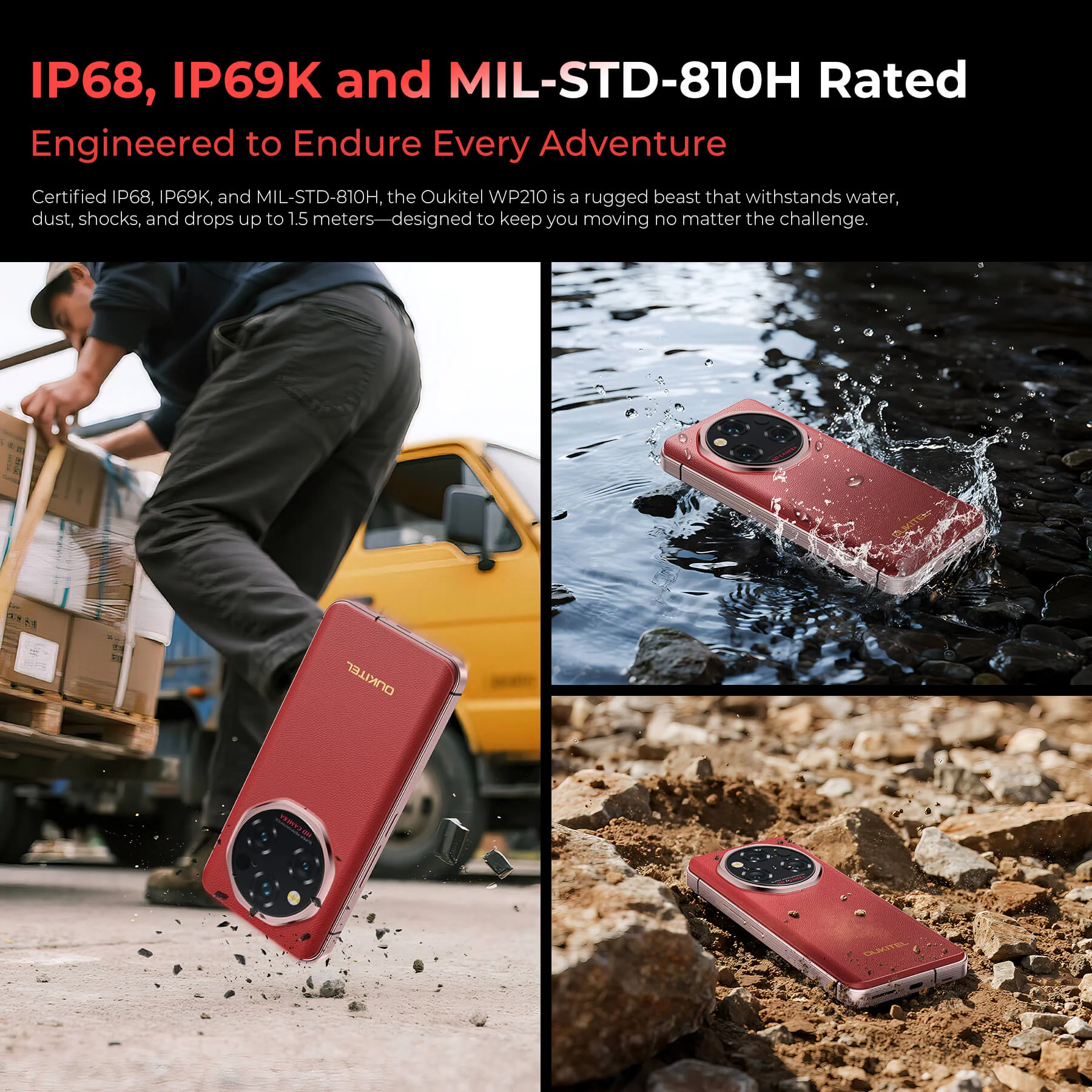 Oukitel WP210 5G Rugged Phone 6.7'' FHD+ Display 8800mAh Big Battery 108MP Camera Android 15(12GB+512GB NFC) - Image 10
