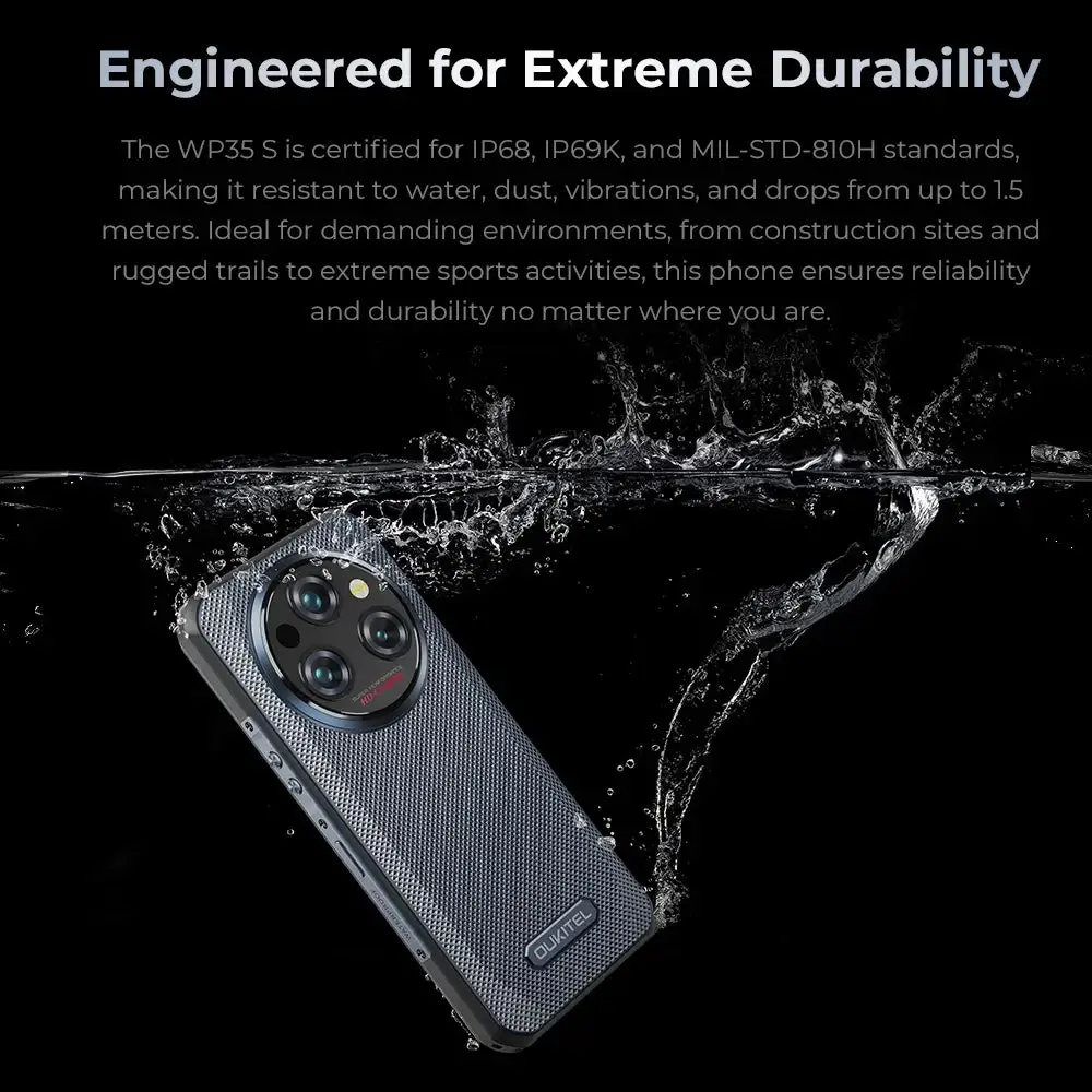 Oukitel WP35S 4G Rugged Phone 6.56'' HD+ Display 11000mAh Big Battery 48MP Camera Android 14(24GB+256GB NFC) - Image 11
