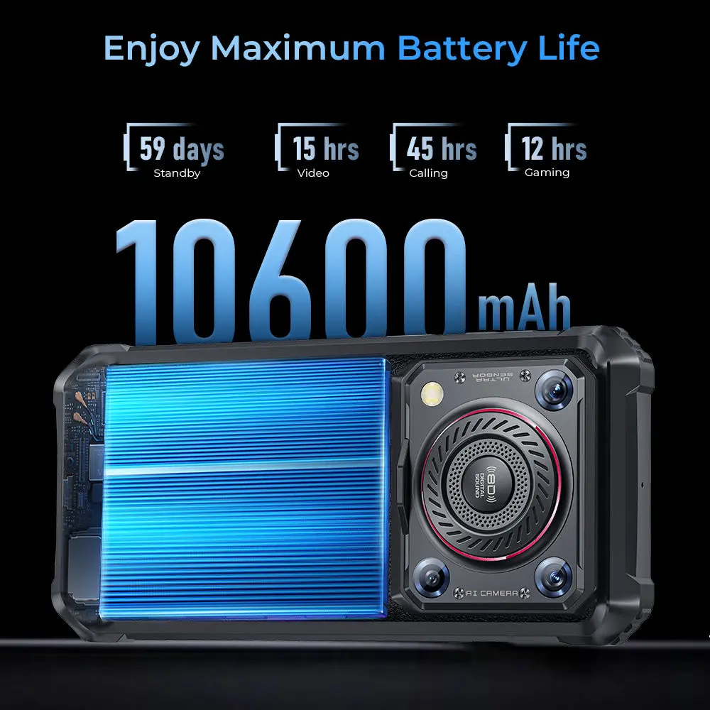 Oukitel WP36pro 4G Rugged Phone 6.52-inch 8D Sound 10600mAh Big Battery 13MP Camera Android 14(24GB+256GB NFC) - Image 3