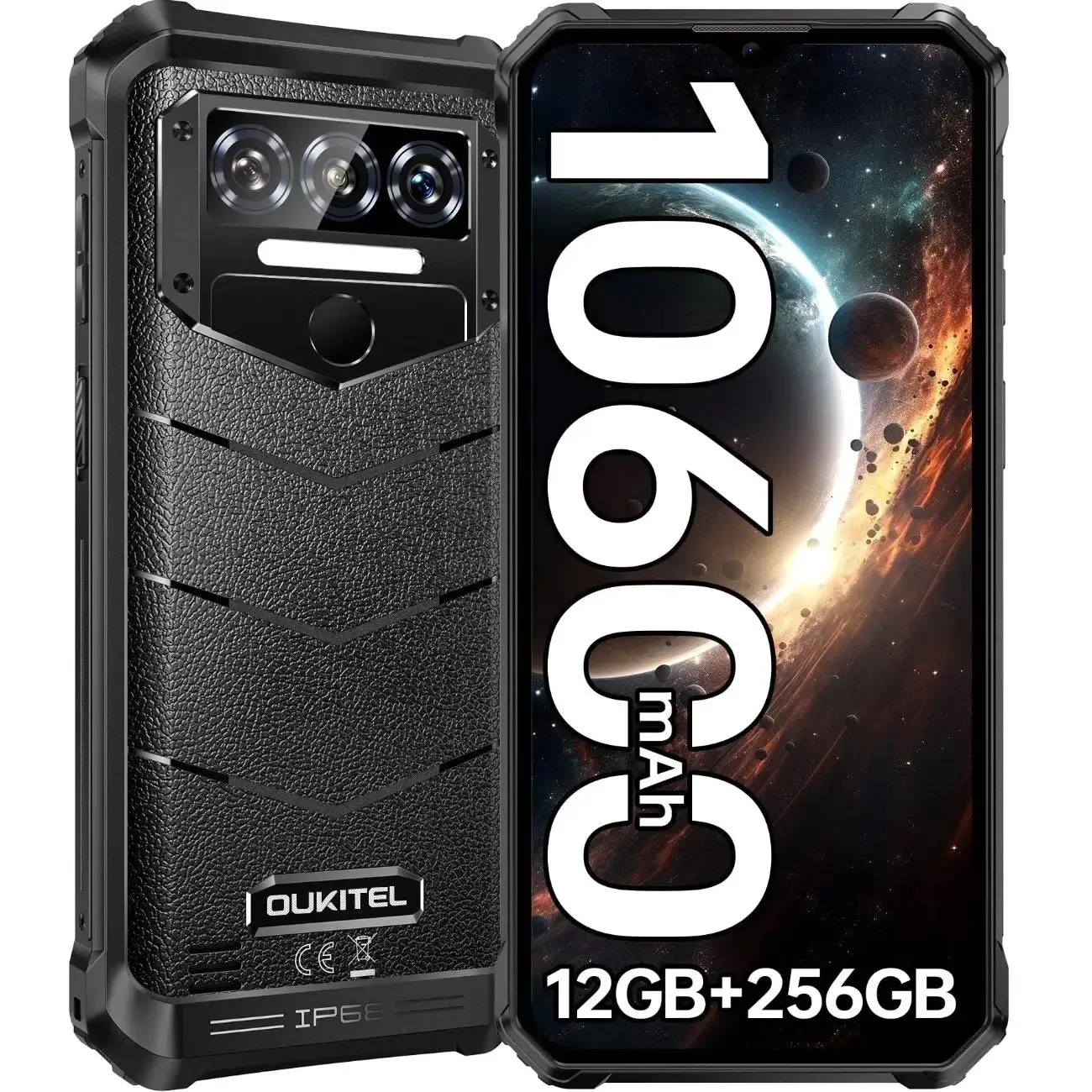 Oukitel WP38 4G Rugged Phone 6.52-inch 10600mAh Big Battery 13MP Camera Android 13(12GB+256GB NFC)