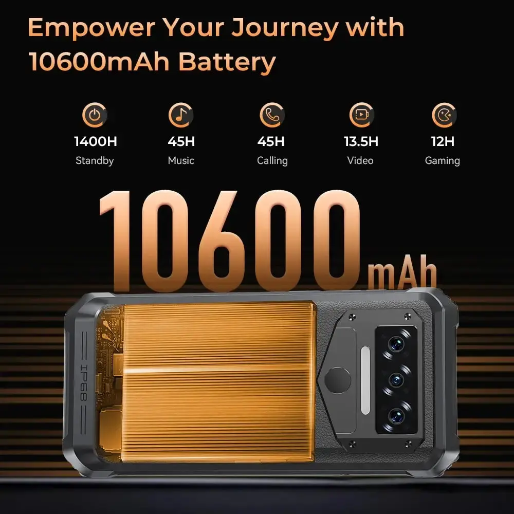 Oukitel WP38 4G Rugged Phone 6.52-inch 10600mAh Big Battery 13MP Camera Android 13(12GB+256GB NFC) - Image 5